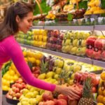 Cliente escolhendo frutas em um mercado